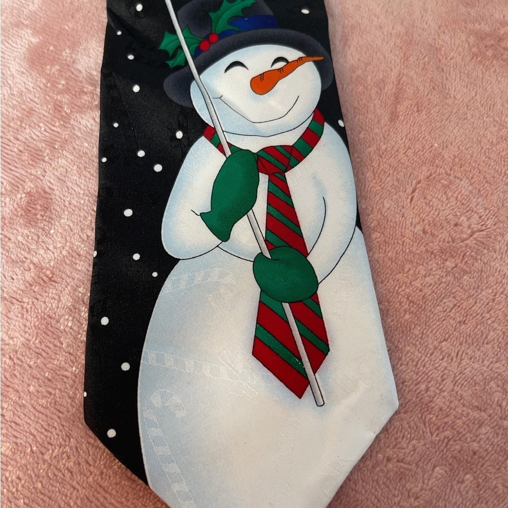 Patriotic Snowman Black Tie - Picture 2 of 9